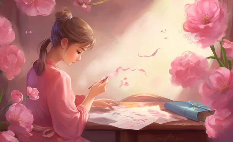 手绘插画风女孩母亲节信件背景,插画/手绘图,插画/手绘图库,插画/手绘图下载,插画/手绘